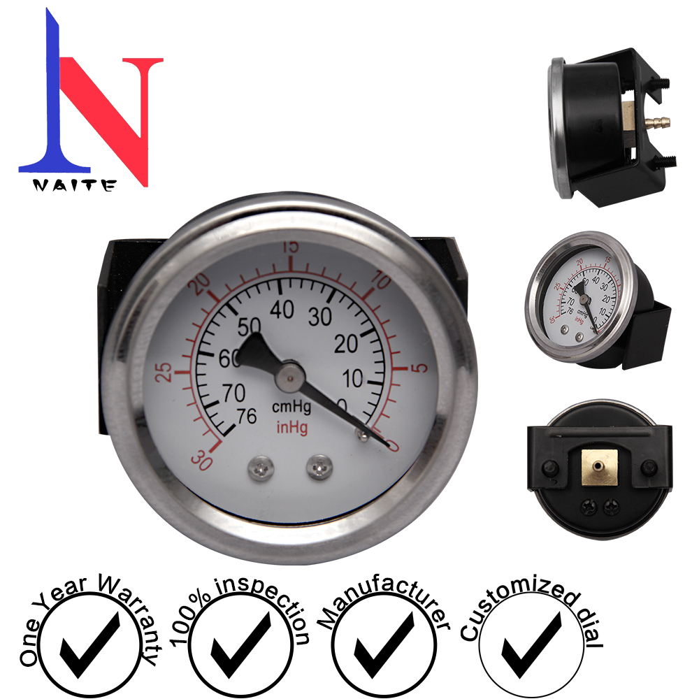 50 axial vacuum gauge with black bottom rolling mouth and U-shaped clamp